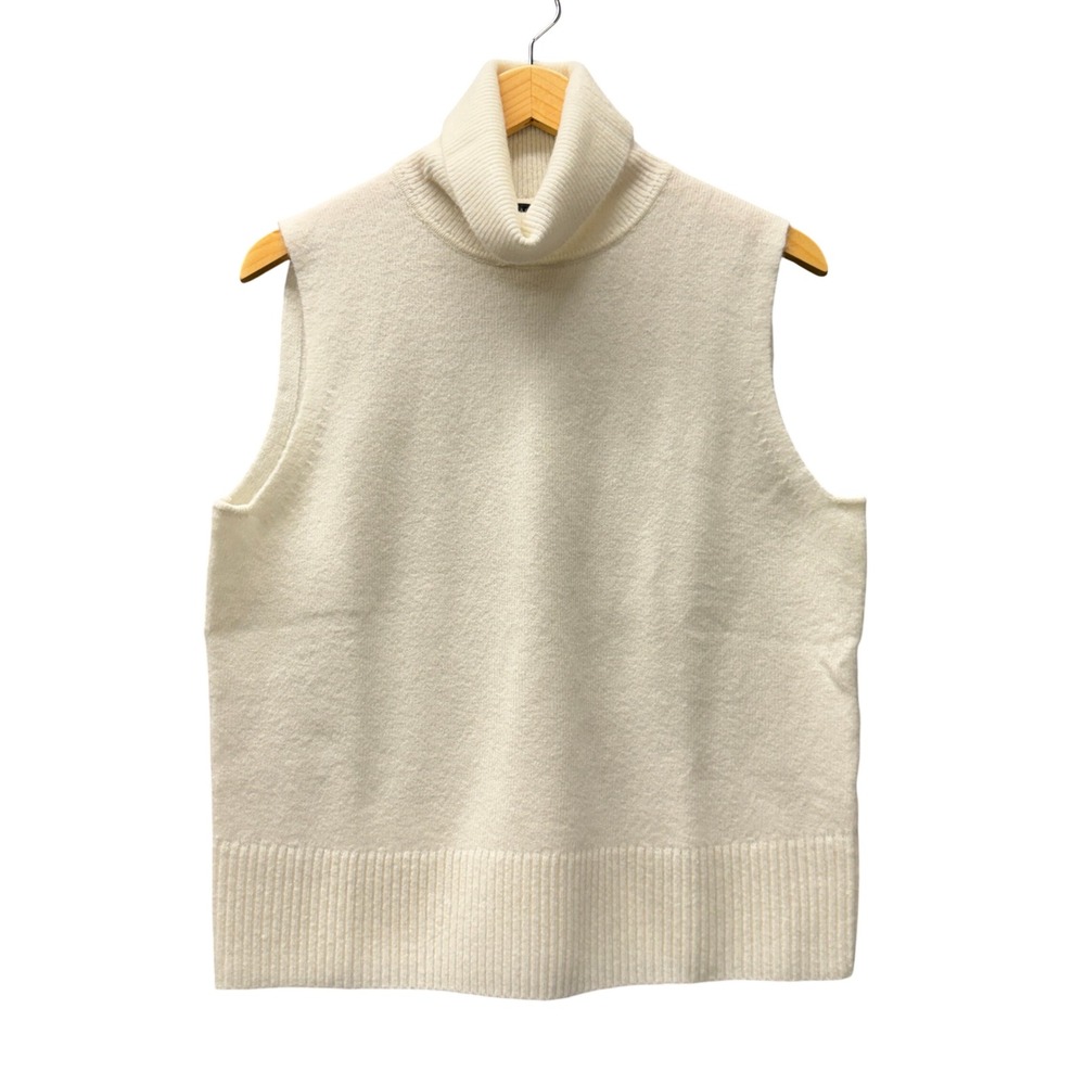 Talbots Sweater Vest Womens Large Turtleneck Cream Knit Pullover Wool Blend